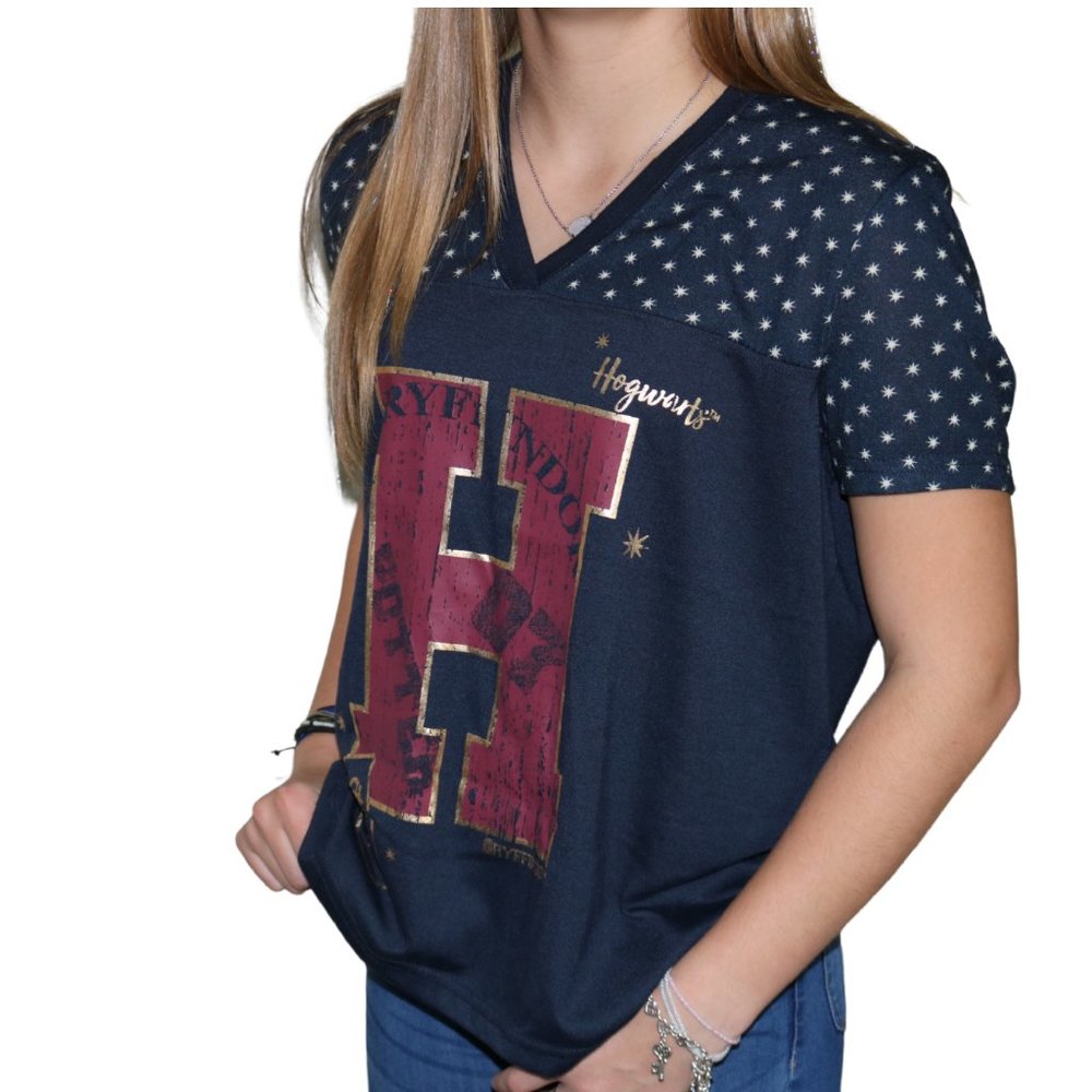 Navy Blue V-Neck Harry Potter Hogwarts T-shirt